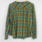 J.Jill Plaid Embroidered Popover Shirt Green Women's Medium Petite Long Sleeve