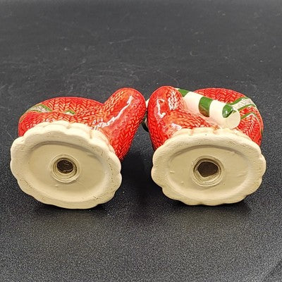 Set of 2 Christmas Salt & Pepper Shakers Red Mittens Ceramic 3.75"