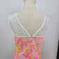 Lilly Pulitzer Sz 8 Pink White Lace Lined Back Zip Sleeveless Retro Dress