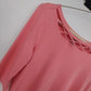 Kikit Sports Coral Pink Criss Cross Neck Top 3/4 Sleeve Women Medium Cotton