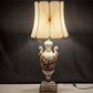 Italian Capodimonte Deluxe Large Table Lamp Raised Images Pleated Scallop Shade