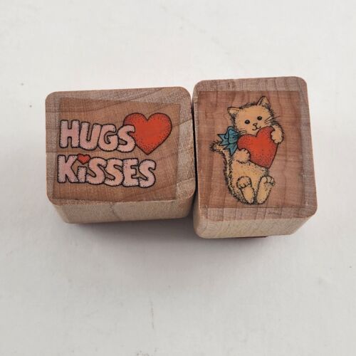 12 Wood and Acrylic Mounted Rubberized Stamps Positive Feelings Vintage