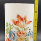 Norleans Vase Satin Frosted Hand Painted Glass Floral Clear Pedestal 11" Vintage
