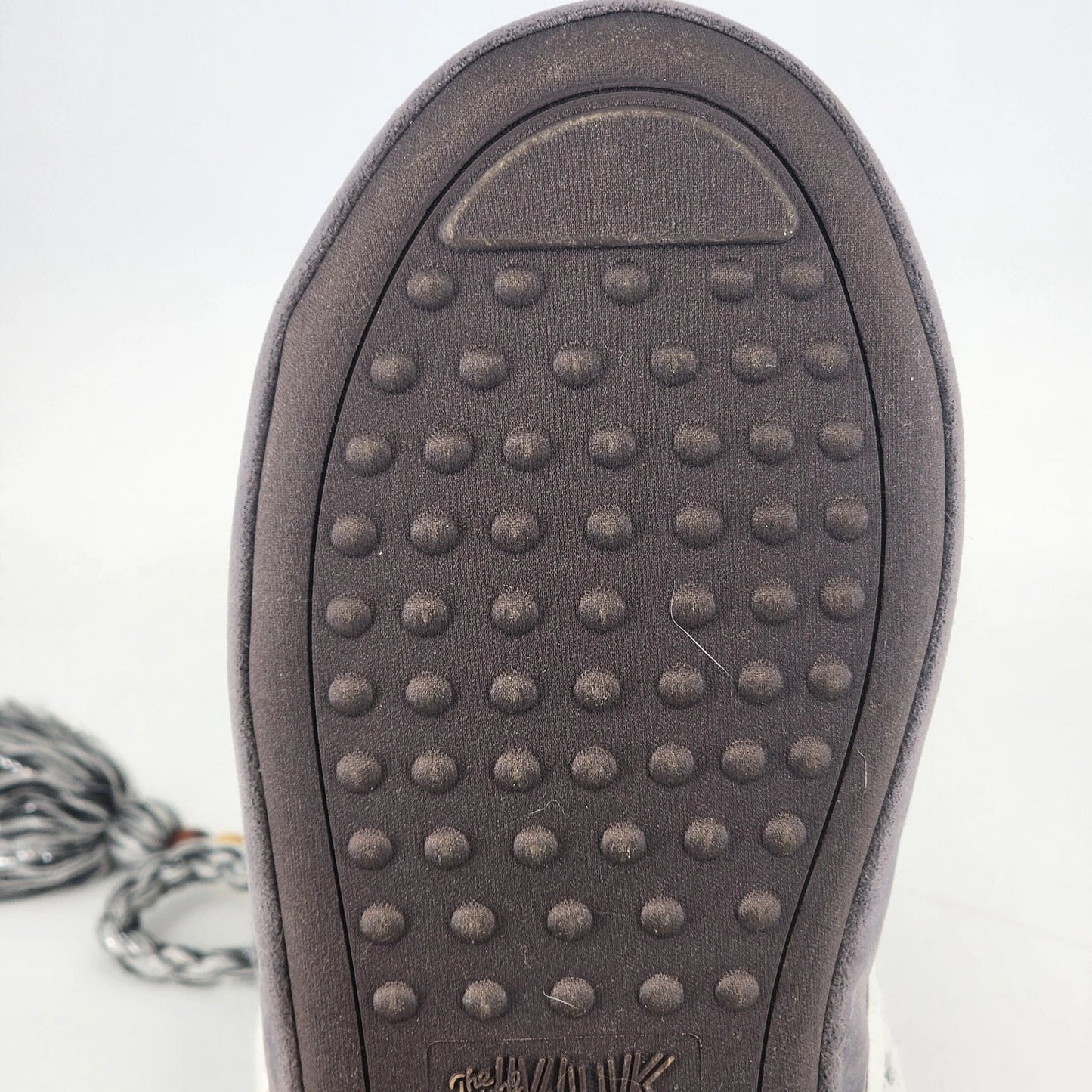 Muk Luks Women Slipper Boots Size 8-9 Knit Fair Isle Pattern Faux Fur Lined Grey