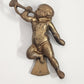 Angel Cherub Door Knocker Blowing Horn in Solid Cast English Brass Antique 6"
