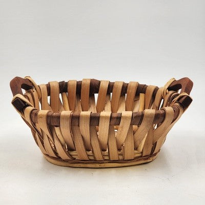 Oval Basket with Wooden Handles 12"x9" LaVeeda Hand Woven Rattan Wicker