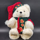Santa Bear 2001 Kmart Christmas Plush Collectible White Teddy w Hat & Scarf 15"