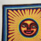 Arte Tepehuano Mexican Yarn Painting Sun Face Handcrafted Natural Wood Plaque 4"