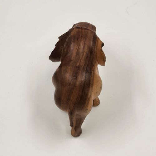 Solid Hardwood Elephant 3.5"h Walking Position Natural Smooth Missing Tusks Vtg