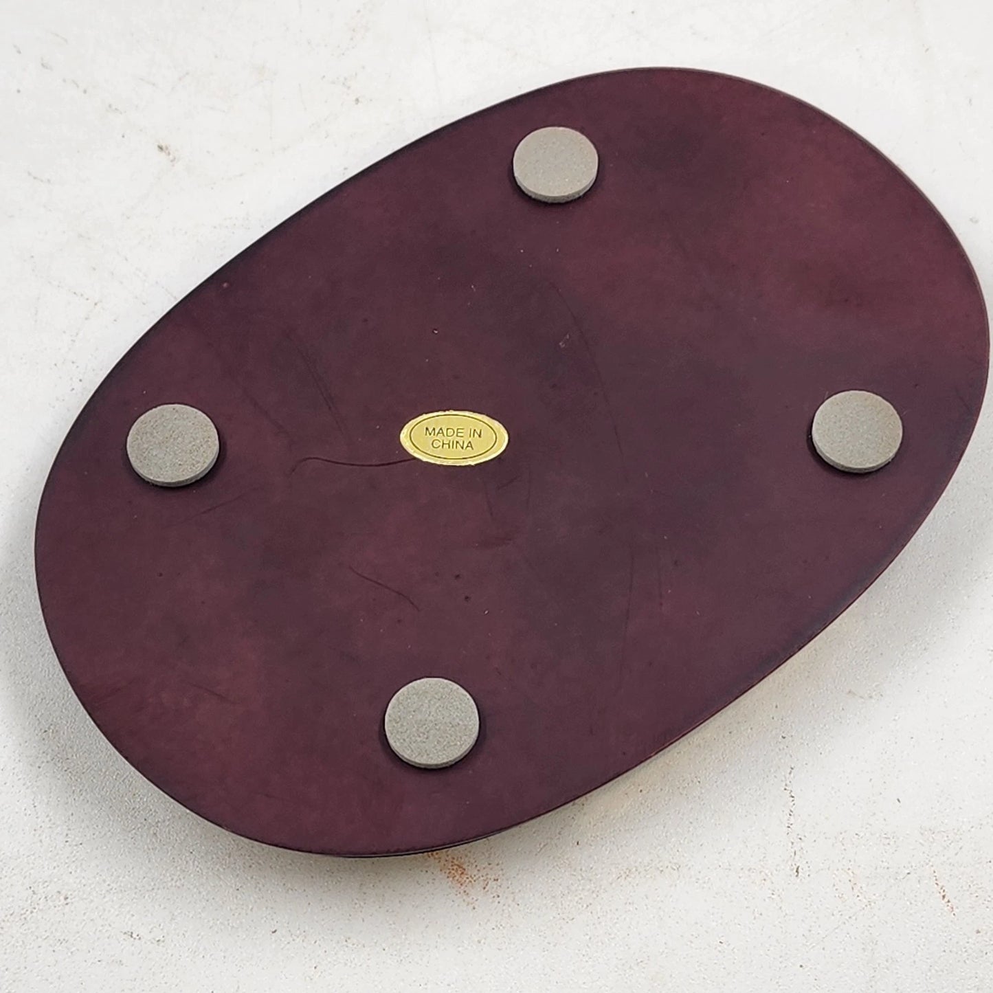 Vemar Collection Porcelain Figurine Purple Iris Red Rose 2 Butterflies Wood Base