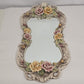 Large Capodimonte Porcelain Mirror Dresser Vanity Tray Roses Hour Glass Shape - Chipped Petal