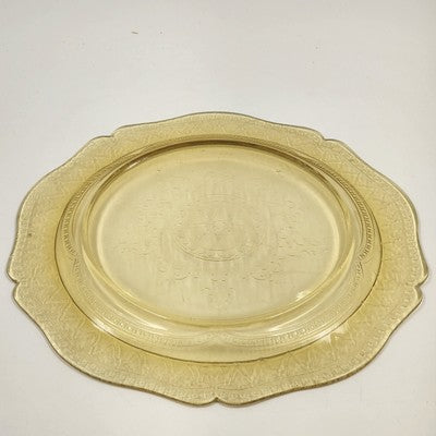 Federal Amber Yellow Depression Glass Patrician Spoke Dinner Plate 11" 1930s VTG
