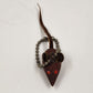 Danish Teak Wood Mouse Keychain Rhinestone Eye Leather Tail Ears Miniature 1.25"