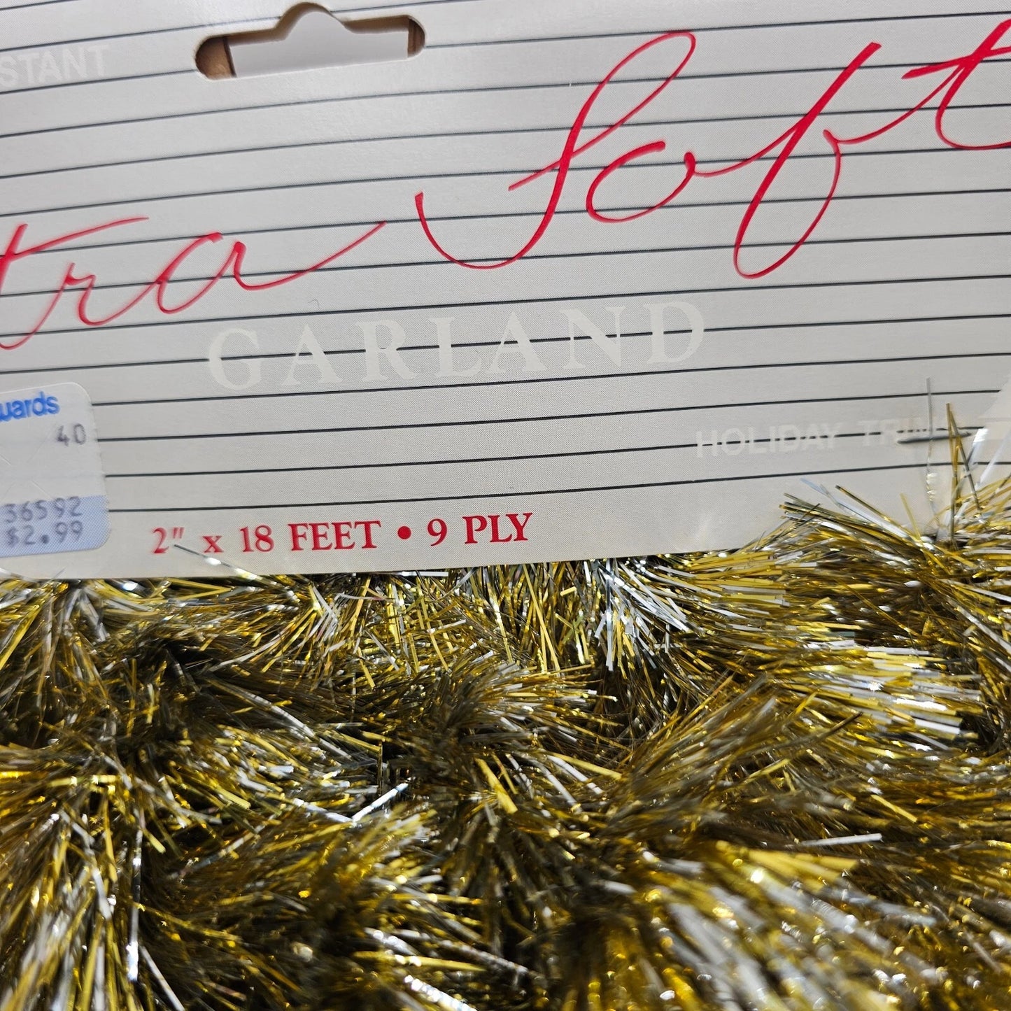 3 Pk Vintage Christmas Tinsel Garland Blue Silver Gold 18' NOS Made USA Shiney