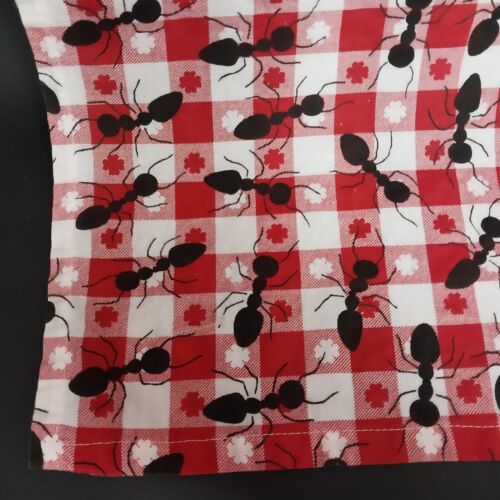 Red/White & Ants Checked Tablecloth 42X40 Inches Picnic Style Machine Washable