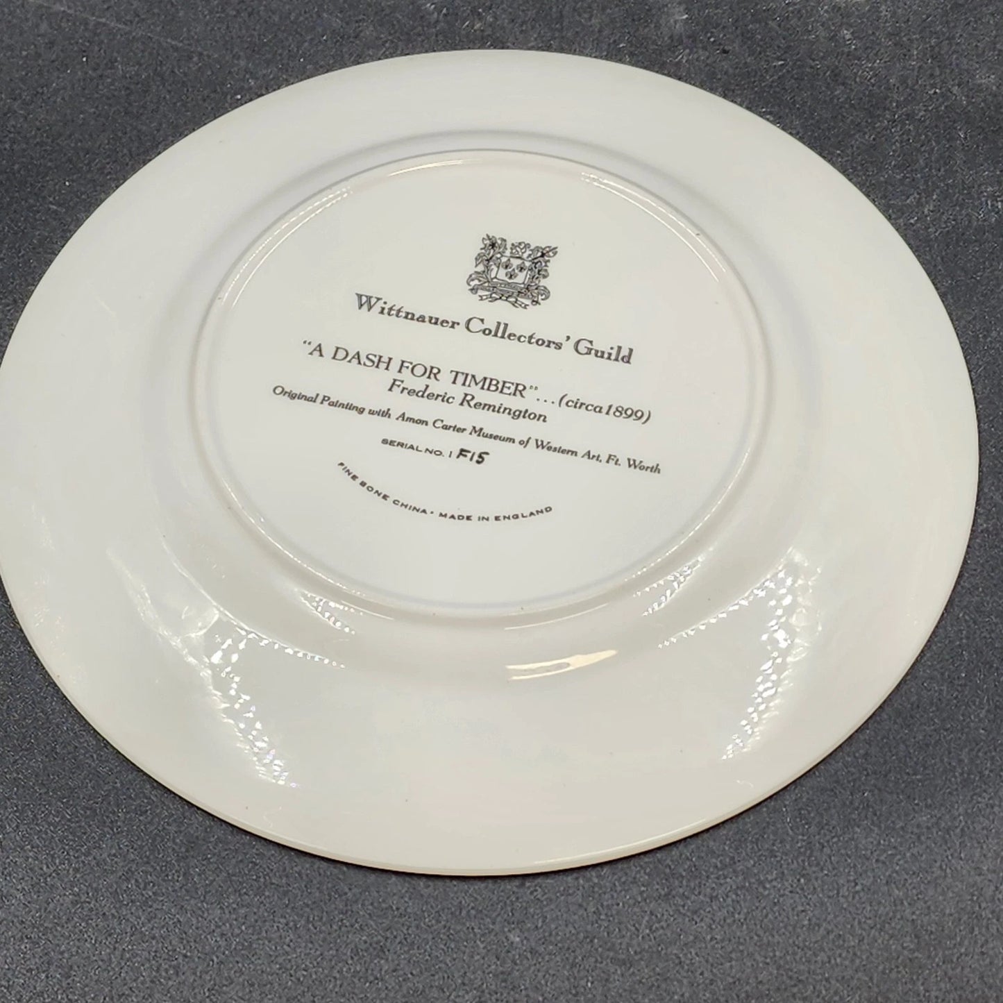 Wittnauer Collectors Guild Plate IF15 A Dash for the Timber Remington Bone China