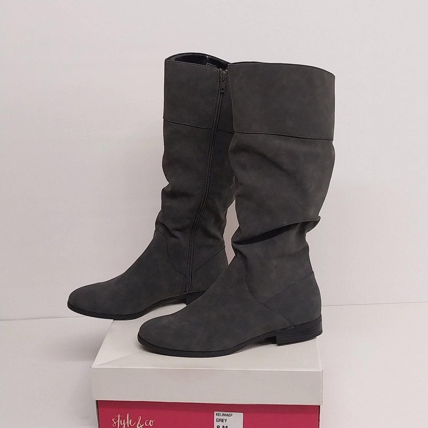 Style and Co Kelimaep Gray Mid Calf Boots Womens Size 8