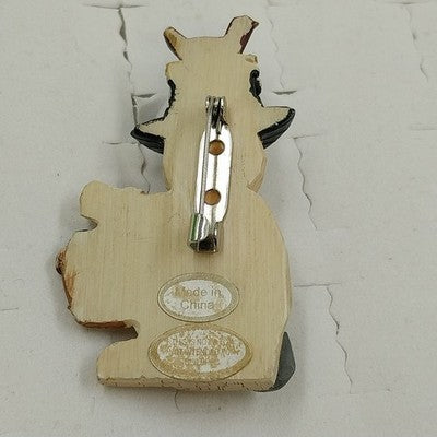 Acrylic Snowman Brooch Lapel Pin with Shovel Bird & Basket Christmas 2.5"Vintage