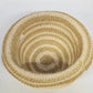 Women's Cloche Sun Hat Rolled Brim Cream Tan Striped Woven Paper Cotton OSFM