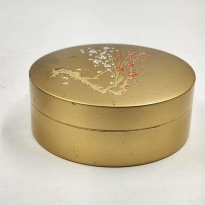 Otagiri Japan 6 Round Cherry Blossom Gold Black Lacquered Coasters 4”