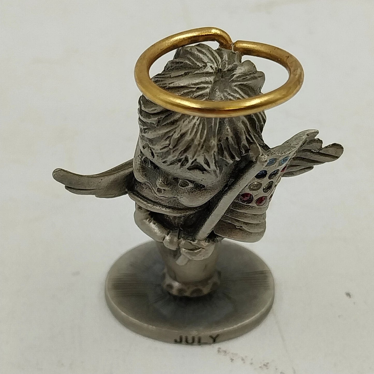 July Birthstone Angel Figurine L'il Angels by Cathedral Fine Pewter Patriotic