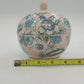 Chinese Hand Painted Porcelain Covered Bowl Pink Blue Floral Ginger Pot Jar Vtg