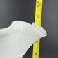 Frosted Art Glass Large Vase 11" Ruffled Scalloped Top White Swirl Hand Blown