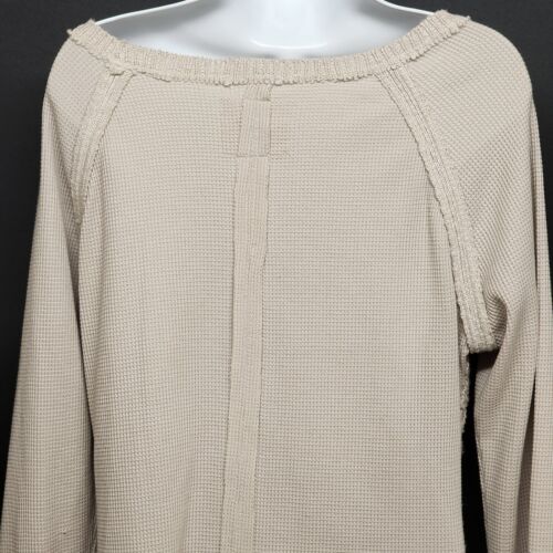 Ruff Hewn Cotton Polyester Tan Long Sleeve Women's Large Boatneck Pullover Vtg