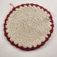 Lot of 2 Round Vintage Hand Crochet Knitted Potholders Red Pink and White