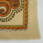 P Saint Hilaire Paris 30" Square Tan Scarf Paisley Floral Signed Vintage Cotton