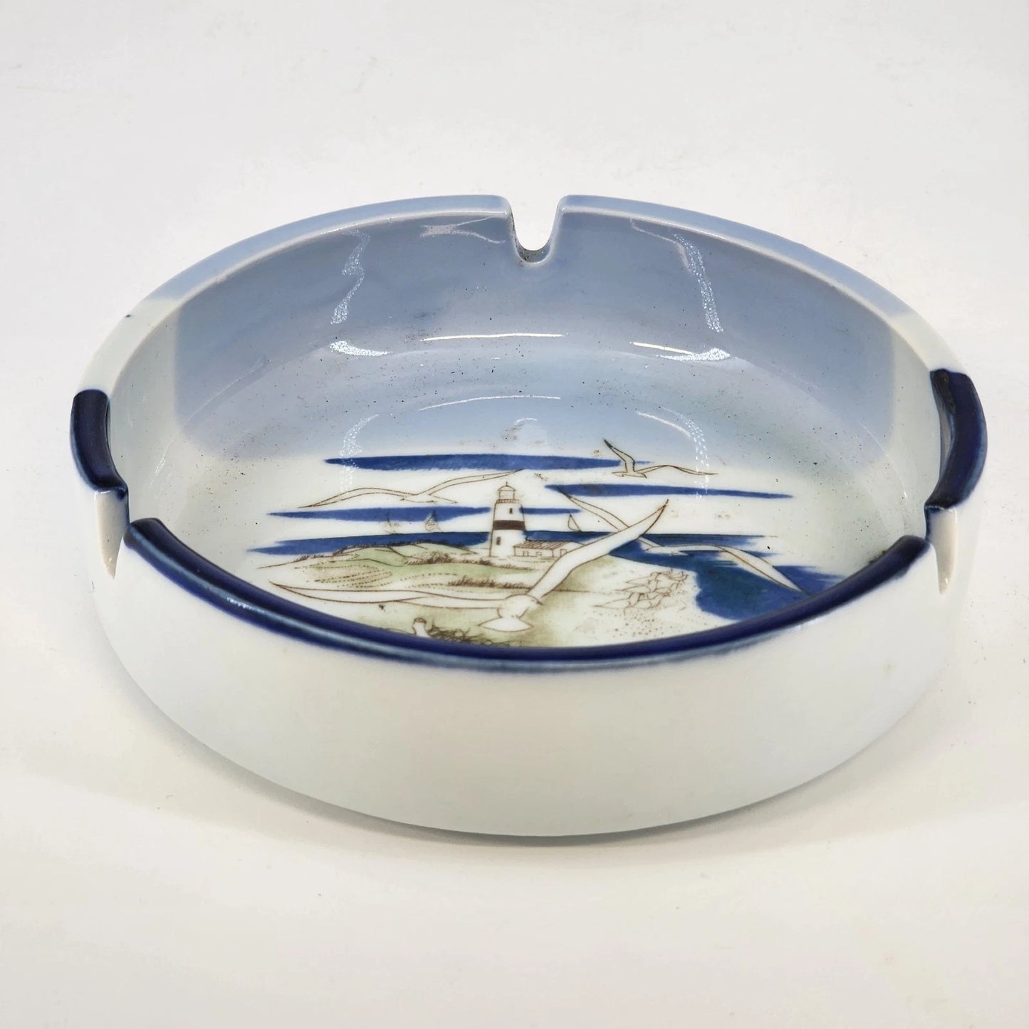 Vintage Otagiri Lighthouse Seagull Ceramic Ashtray Japan 5.5 Inch