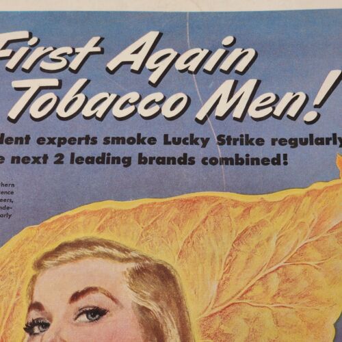 Lucky Strike Cigarettes First again with Tobacco Men 1948 Life Vintage Print Ad
