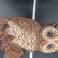 Owl Wall Plaque Decor Brown Cream Faux Wood Textured Foam Resin 7.5" 1970 Nature