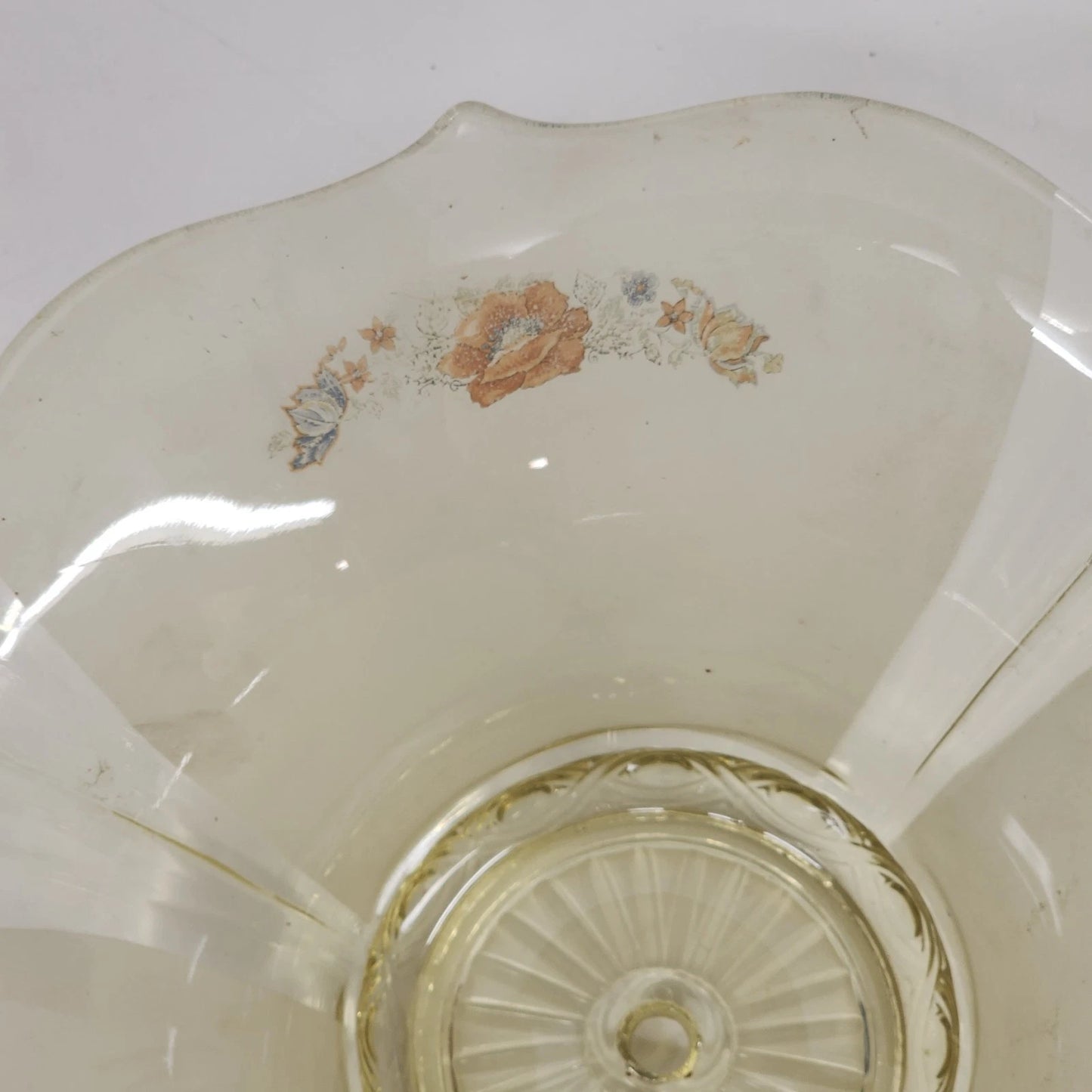 Vintage Lancaster Glass Yellow Floral Ceiling Light Shade