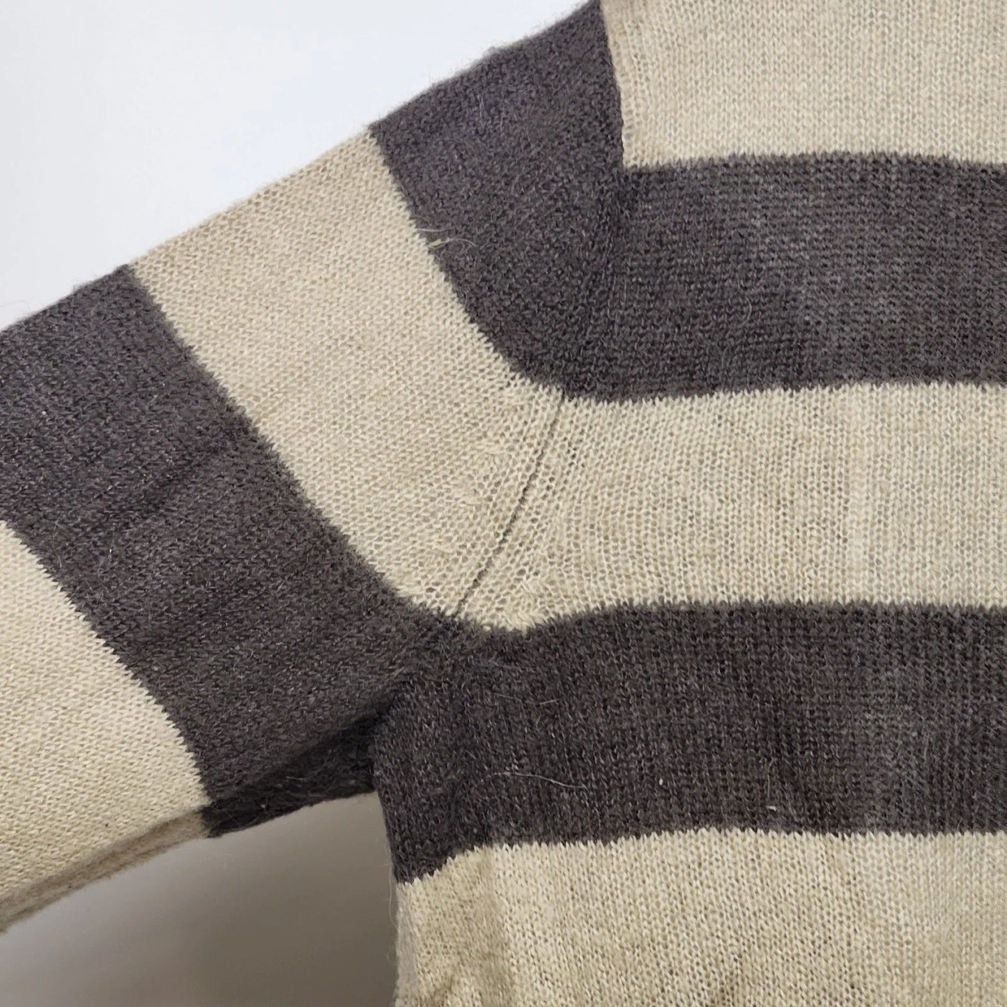 La Redoute Essentiels Striped Sweater Size 14/16 Beige Brown Button Front Macau