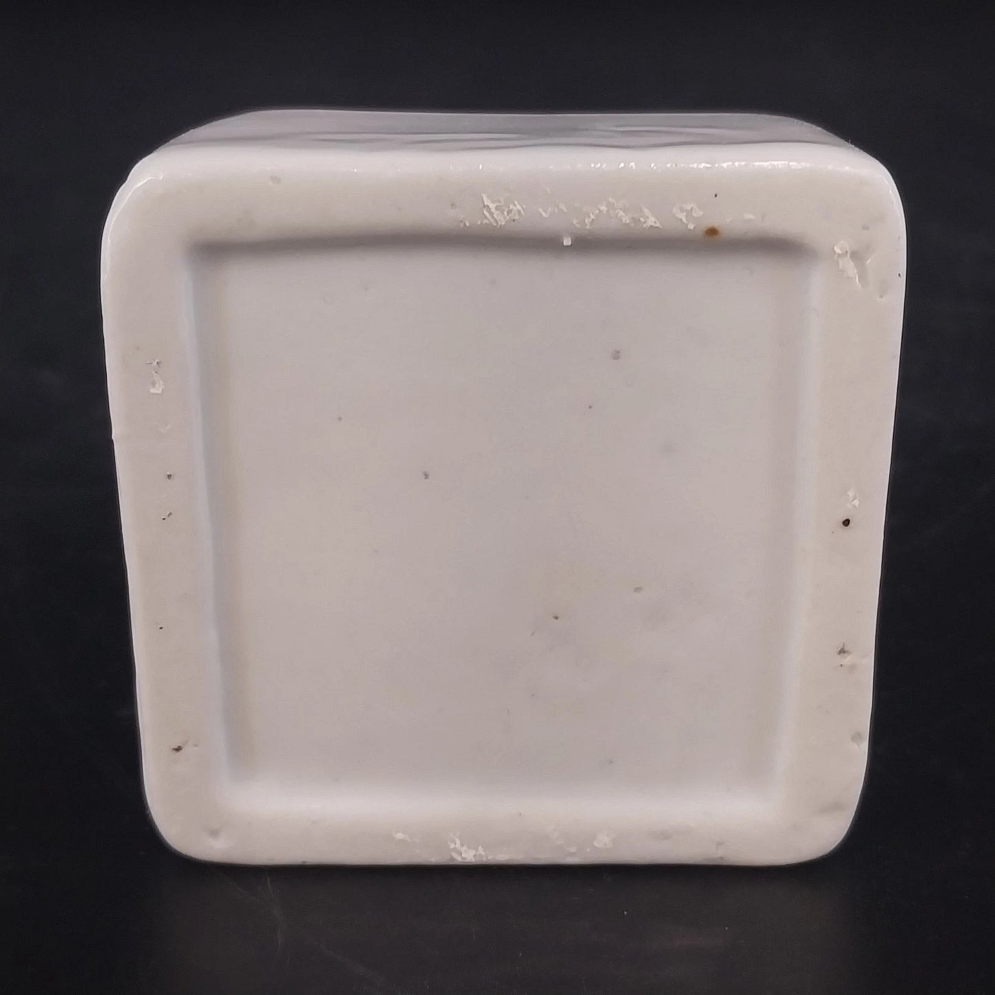 White Ceramic Square Container Candle Red Wax Single Wick Unused Vintage