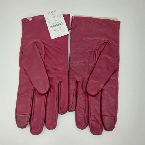 Maroon Leather Driving Gloves J Crew Red Ladies Lined New Winter Size Large