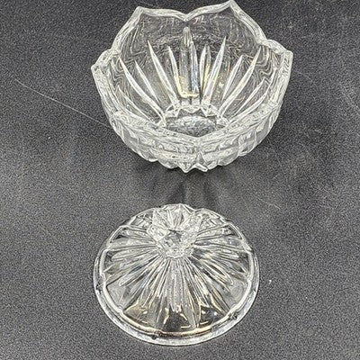 Gorham Crystal Lotus Pattern Creamer & Sugar Bowl with Lid Vtg Glass Set Germany
