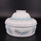 Art Deco Frosted Milk Glass Wall Sconce Shade Blue Floral Globe 2.25 Fitter