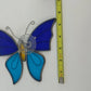 Blue Stained Glass Butterfly Suncatcher Tiffany Style Window Hang 7" Suction Cup