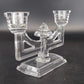 New Martinsville Art Deco Clear Glass Double Candle Holder Candelabra Vtg