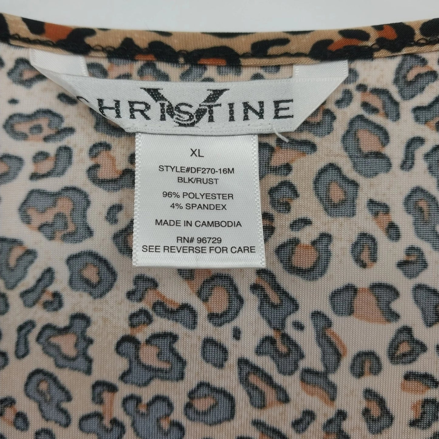 Christine Women's Leopard Faux Wrap Stretch Midi Dress Brown Black XL