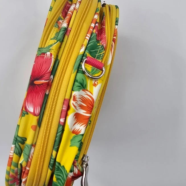 Ricardo Beverly Hills Expanding Duffle Bag Tropical Hibiscus Floral Travel Bag