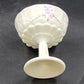 Westmoreland Milk Glass Covered Candy Dish Roses & Bows Paneled Grape 7”