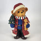 Resin Christmas Teddy Bear Figurine Red Coat Puppy & Tree 11" Holiday Ornament