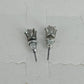 Round Clear Crystal Solitaire Stud Earrings Six Prong Silver Tone