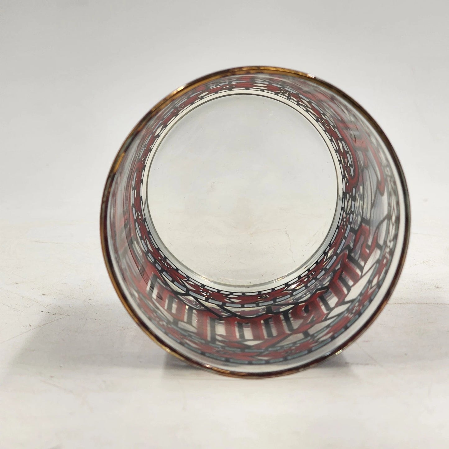 3 Houze Happy Holidays Old Fashioned Stained Glass 3.25"d x 4"h MCM Barware