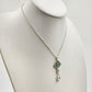 Avon Silver Tone Chain Opaque Green Gemstone Pendant 10" Necklace Lobster Clasp