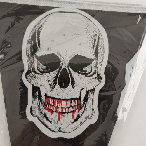3 Pc Halloween Skull 10 Flag Banner 11" Garland Spooky Bloody Pirate Party Decor