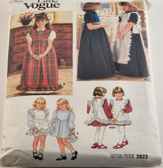 Little Vogue 2823 Vintage Sewing Pattern Girl's Dress and Pinafore Size 3 to 6X